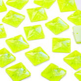 Electric Neon Jonquil Square Shape High Quality Glass Sew-on Rhinestones WholesaleRhinestone